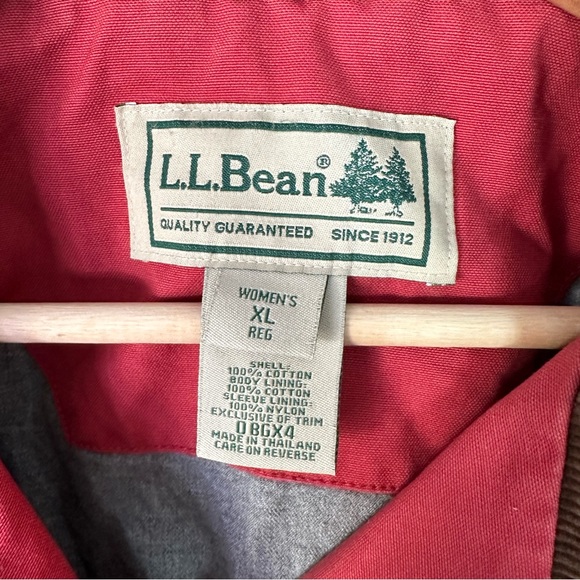 L.L. Bean Red Utility Jacket with Brown Collar - Picture 5 of 6